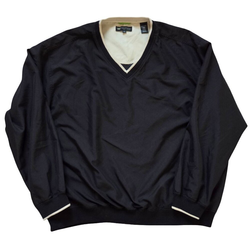Wedge Golf Windbreaker XL Black/Khaki Pullover Jacket Golfing Outdoor Sporting